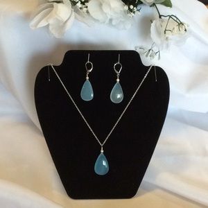Blue Chalcedony & sterling necklace & earring set
